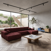 Ecksofa BALIA U 350 cm Rotwein Chenille Stoff (Perfect Harmony 59)