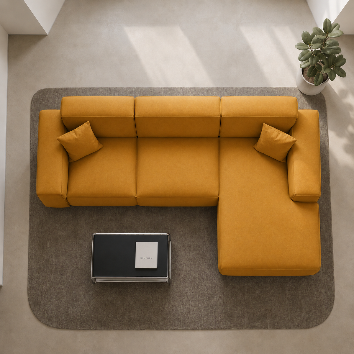 Ecksofa LUGA L HILLS – elegantes Designer-Ecksofa in L-Form mit Veloursbezug TIFFANY für modernes Wohnen, Stoff Tiffany 08 - Senf