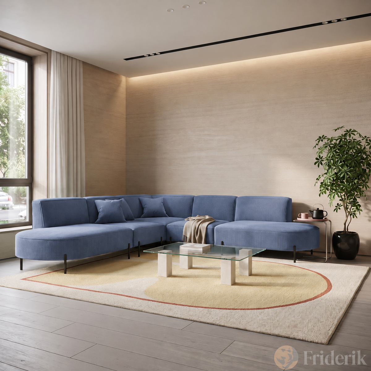PARMA Corner HILLS Ecksofa – modernes Design, bequemer Komfort & Cordstoff - Stoff Scala - Navy, Dunkelblau