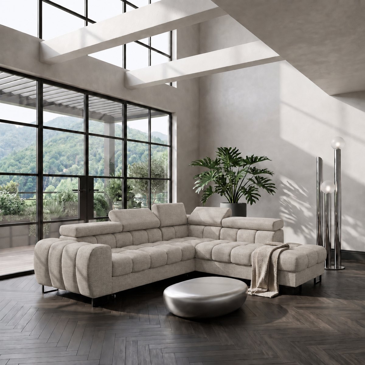 ASPEN Ecksofa in Beige, Stoff Terra 13