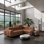 ASPEN Ecksofa in Kupferrot, Stoff Aragon 56