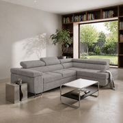 ANTONIA Ecksofa in Hellgrau, Stoff Loop 18