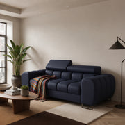 Sofa ASPEN II Ledersofa 195 cm 2-Sitzer mehrstufige Kopfstützenverstellung Schwarz (U-70)