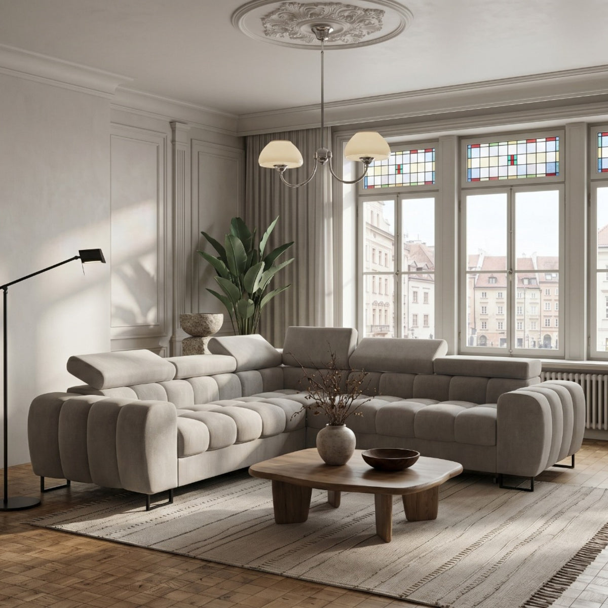ASPEN MAX Ecksofa in Beige, Stoff Terra 13