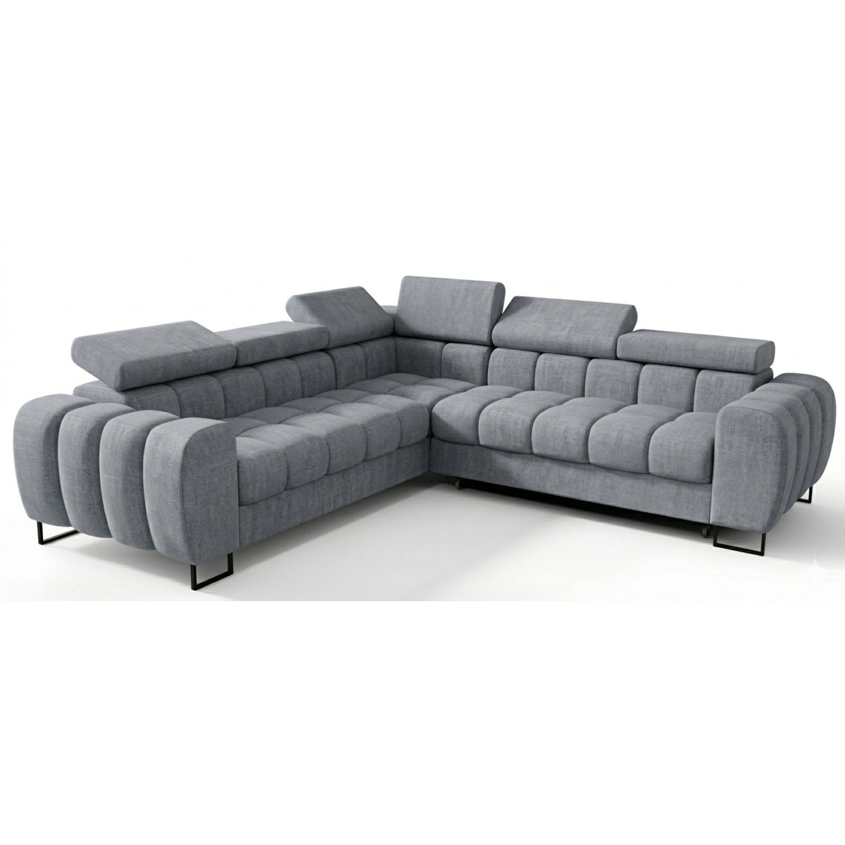 ASPEN MAX Ecksofa mit Schlaffunktion, verstellbare Kopfstützen & Bettkasten, 260×260 cm, Grau (Terra 88)
