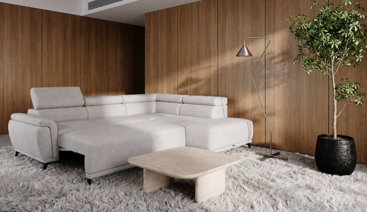 ATLANTA Ecksofa mit verstellbare Rückenlehne, Schlaffunktion & Bettkasten - Altrosa