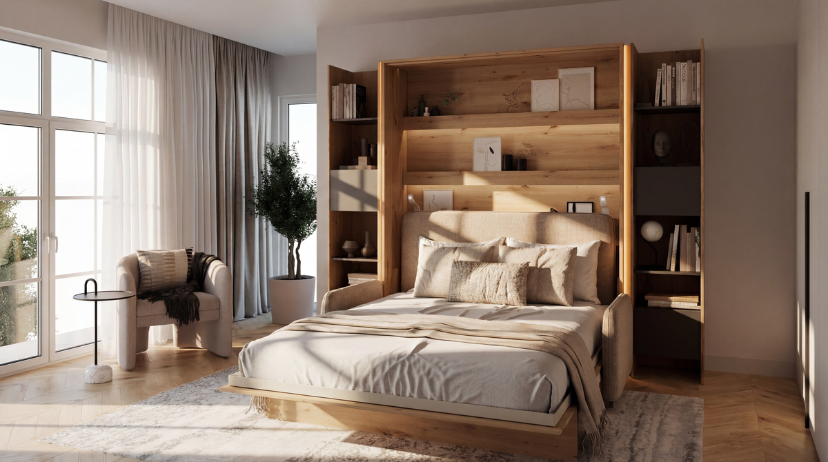 Wandklappbett Lenart BED CONCEPT 160x200 Vertikal Concept Lenart Bett Eiche Artisan BC-12