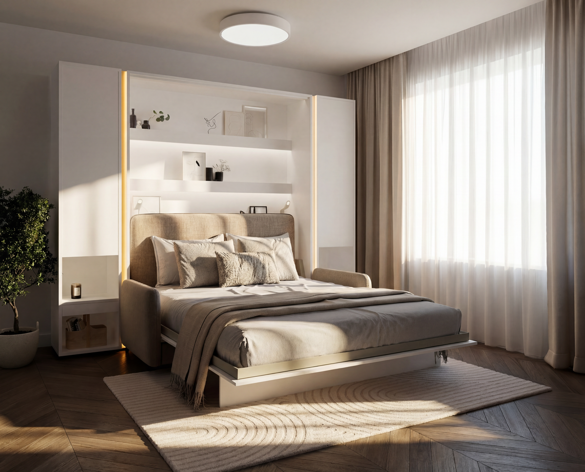 Wandklappbett Lenart BED CONCEPT 180x200 Vertikal Schrankbett Weiß BC-13