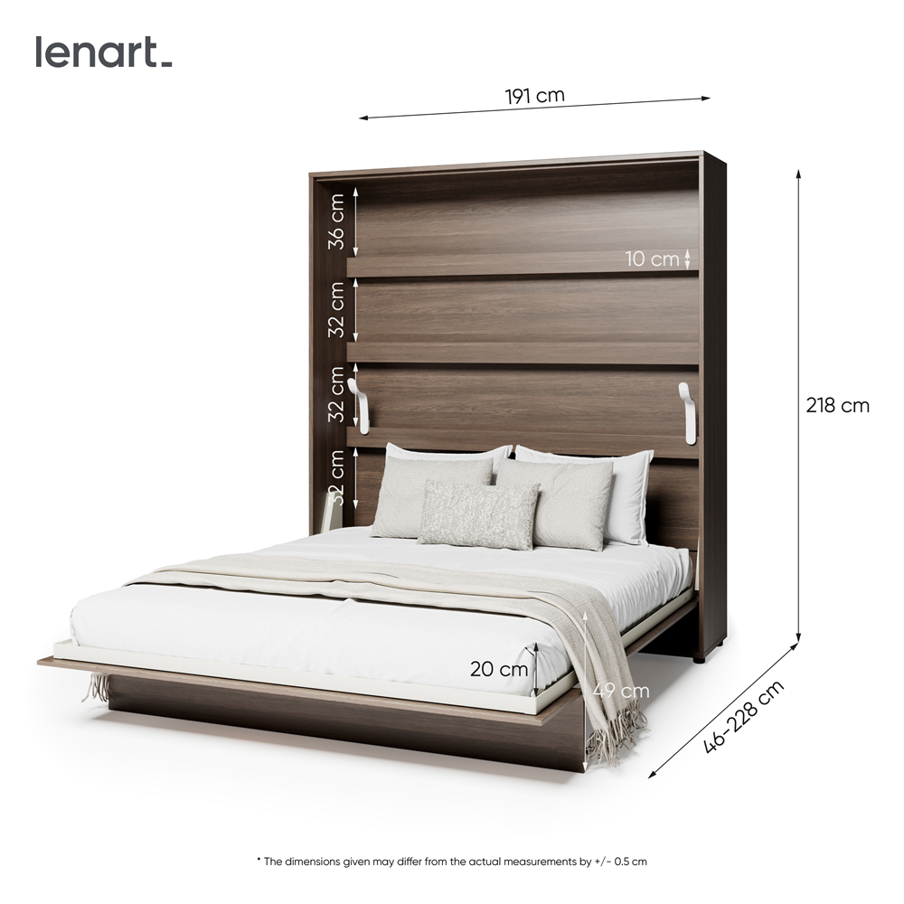 Wandklappbett Lenart BED CONCEPT 180x200 Vertikal Schrankbett Dunin-Eiche BC-13