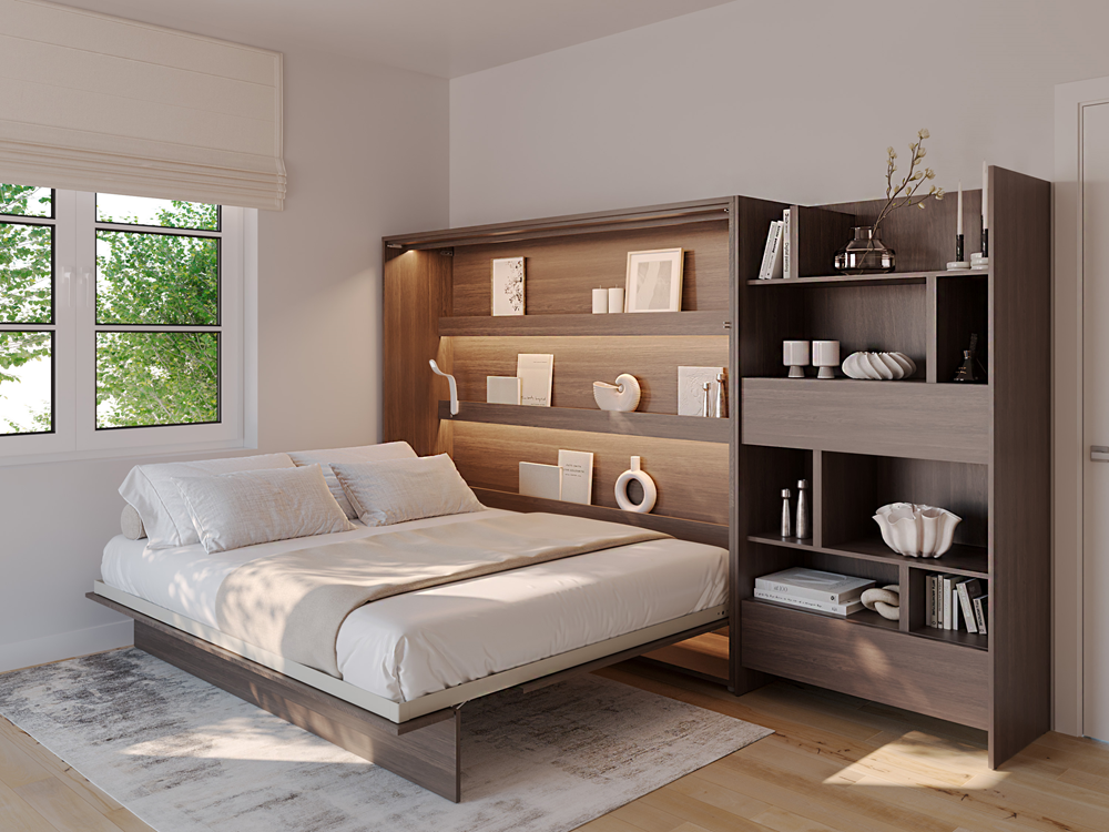 Wandklappbett 160x200 Horizontal Schrankbett Lenart BED CONCEPT Dunin-Eiche BC-14