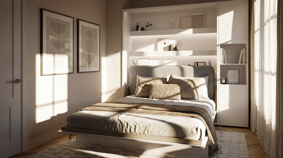 Wandklappbett Lenart BED CONCEPT 140x200 Vertikal Schrankbett Lenart Schrankbett - Weiß BC-01