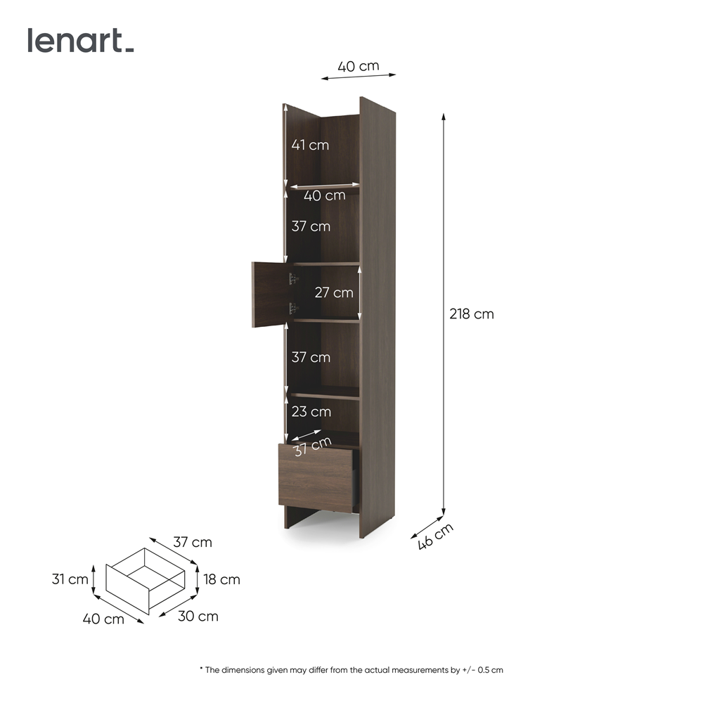 Bücherregal für Schrankbett Lenart BED CONCEPT BC-23 Dunin-Eiche 44 cm
