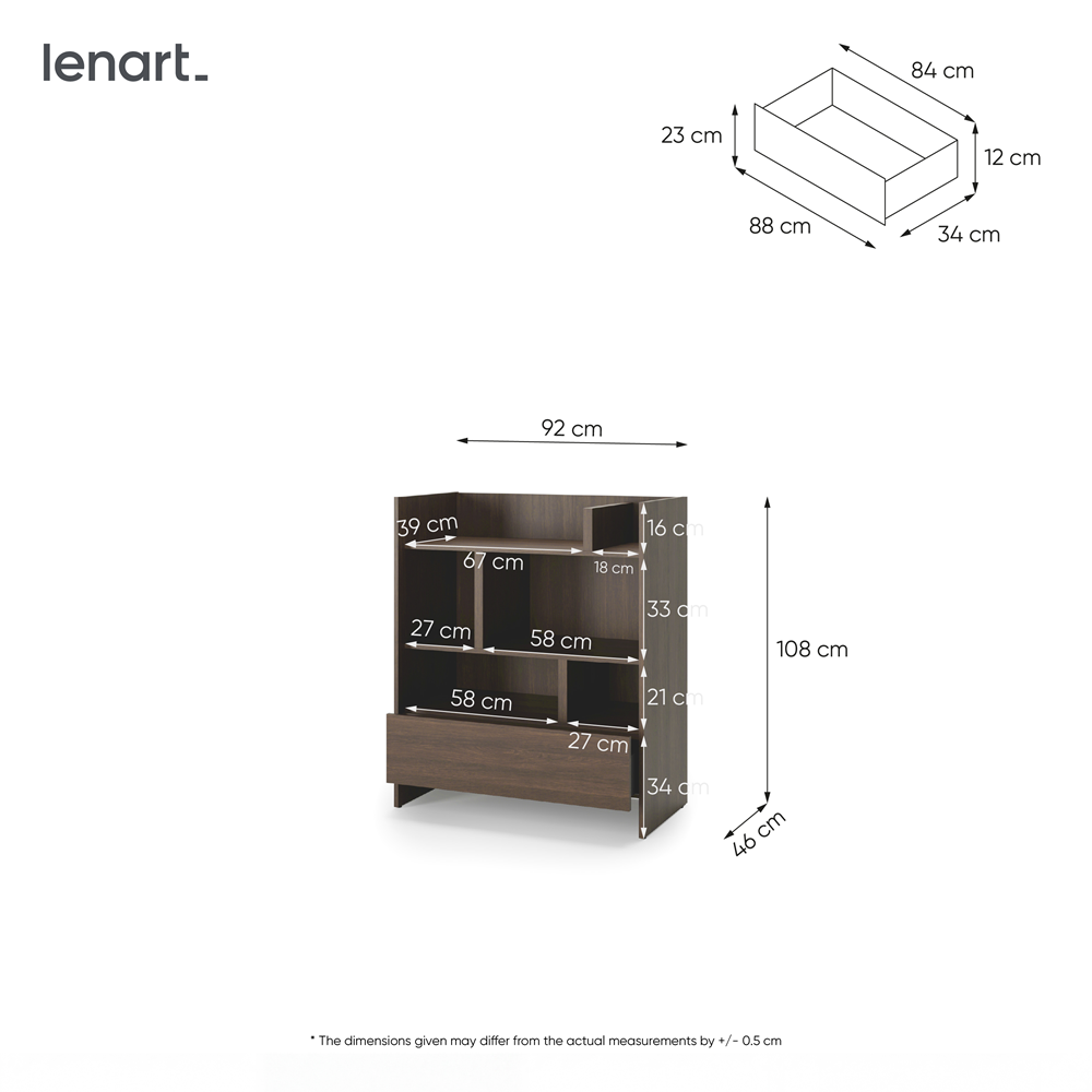 Kleines Bücherregal für Schrankbett Lenart BED CONCEPT BC-25 Dunin-Eiche 92/108 cm