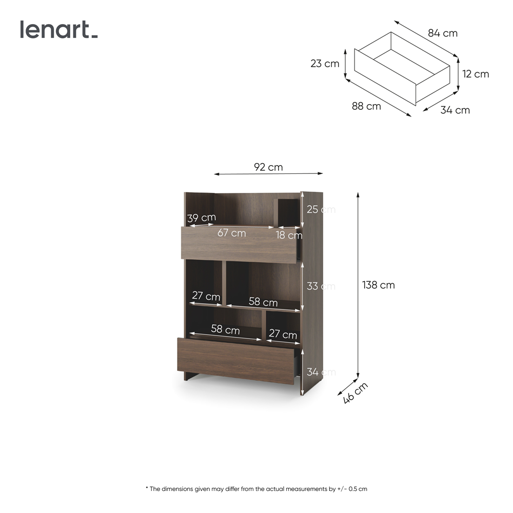 Kleines Bücherregal für Schrankbett Lenart BED CONCEPT BC-26 Dunin-Eiche 92/138 cm