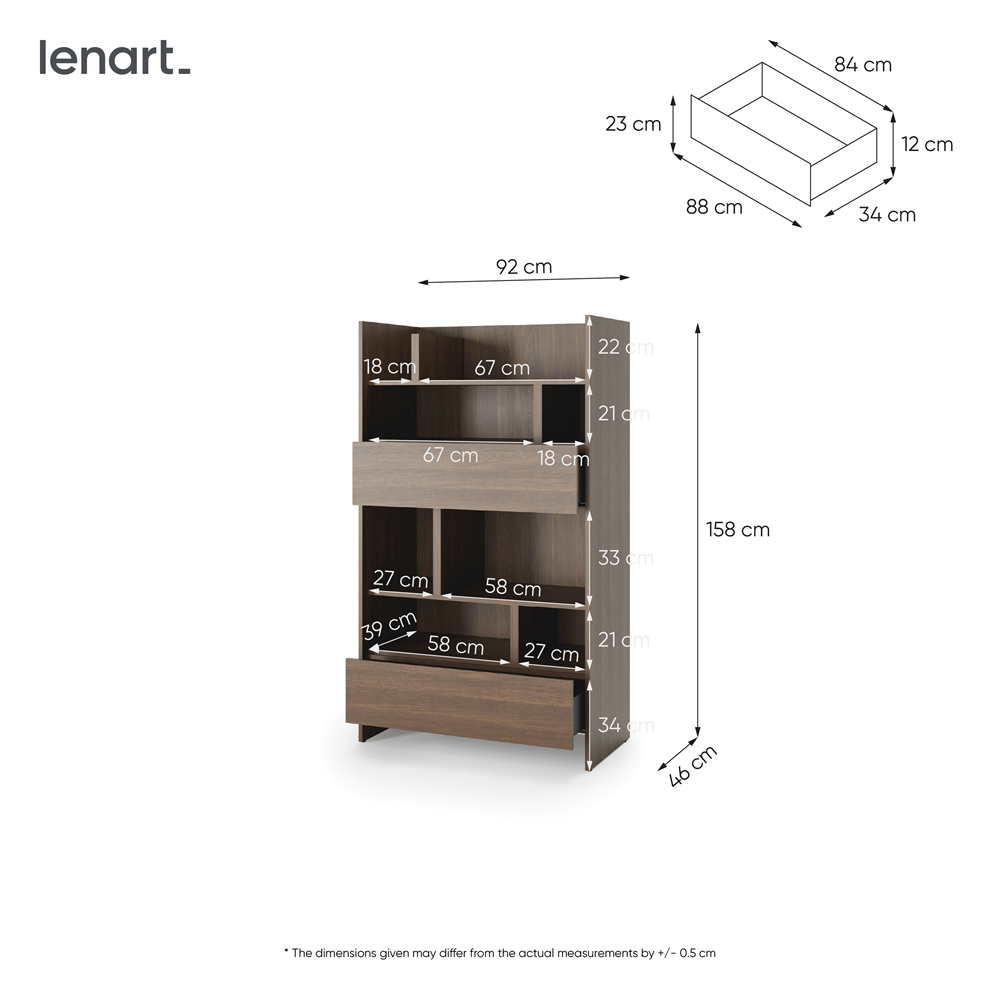 Kleines Bücherregal für Schrankbett Lenart BED CONCEPT BC-27 Dunin-Eiche 92/158 cm