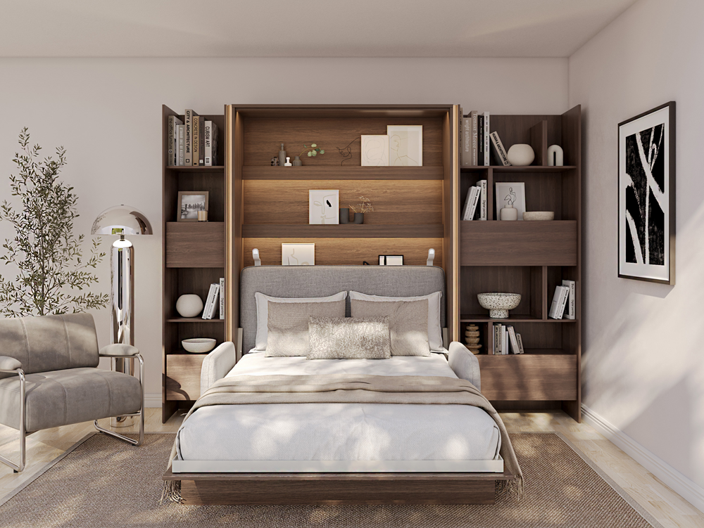 Wandklappbett 120x200 Vertikal Schrankbett Lenart BED CONCEPT - Dunin-Eiche BC-02