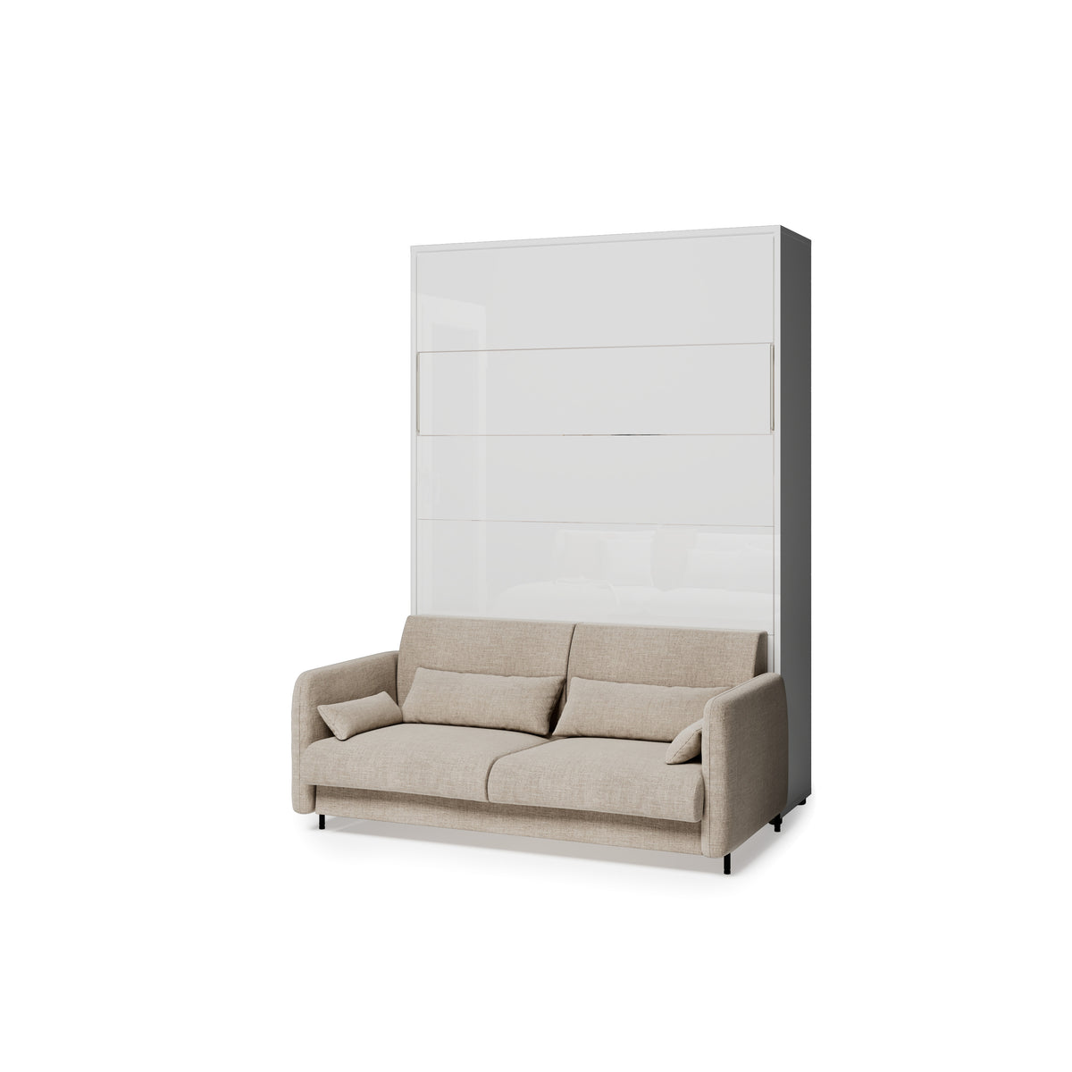 Elektrisches Schrankbett 140x200 BED CONCEPT BC-36 mit Kopfteil - Weiß Hochglanz