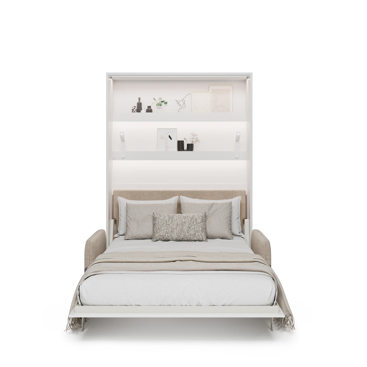 Elektrisches Schrankbett 140x200 BED CONCEPT BC-36 mit Kopfteil - Weiß Hochglanz