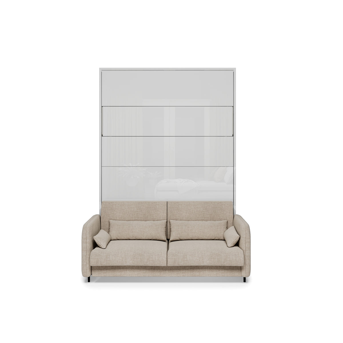 Elektrisches Schrankbett 140x200 BED CONCEPT BC-36 mit Kopfteil - Weiß Hochglanz