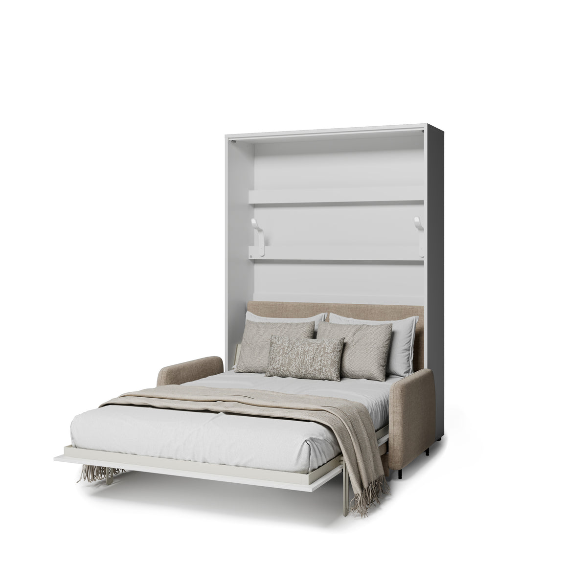 Elektrisches Schrankbett 140x200 BED CONCEPT BC-36 mit Kopfteil - Weiß Hochglanz