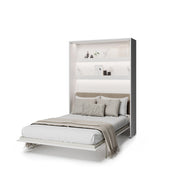Elektrisches Schrankbett 140x200 BED CONCEPT BC-36 mit Kopfteil - Weiß Hochglanz