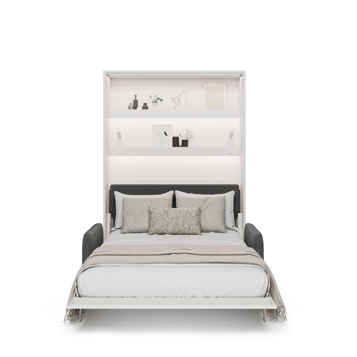 Elektrisches Schrankbett 140x200 BED CONCEPT BC-36 mit Kopfteil - Weiß Hochglanz