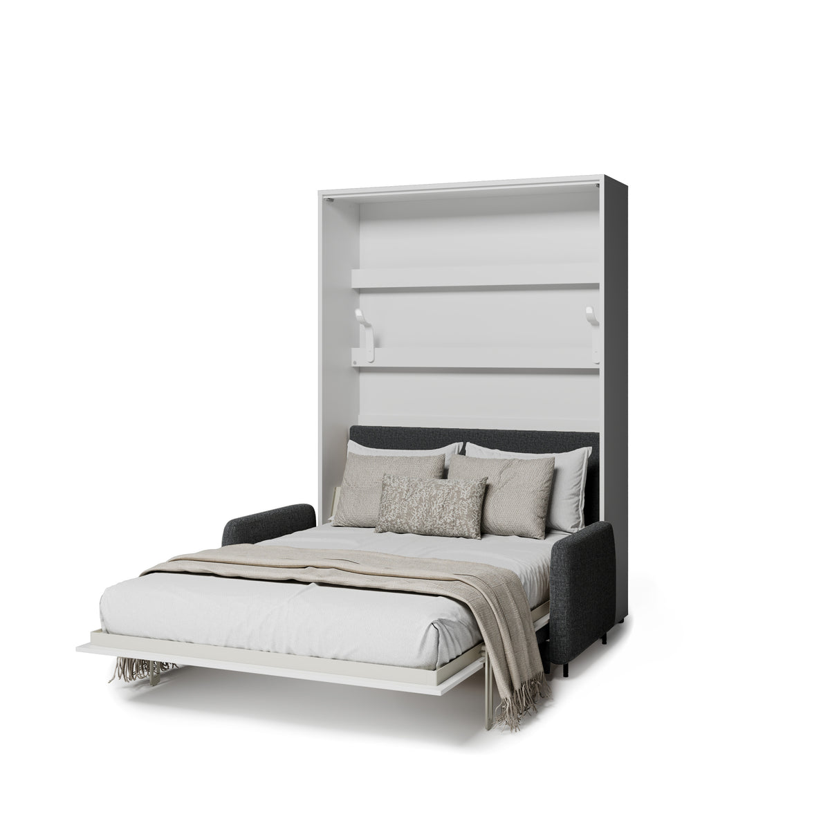 Elektrisches Schrankbett 140x200 BED CONCEPT BC-36 mit Kopfteil - Weiß Hochglanz