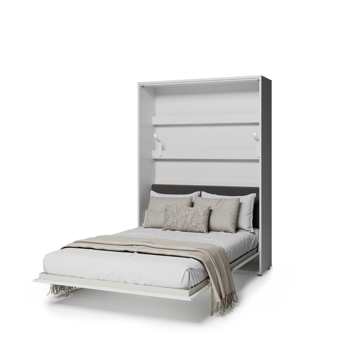 Elektrisches Schrankbett 140x200 BED CONCEPT BC-36 mit Kopfteil - Weiß Hochglanz