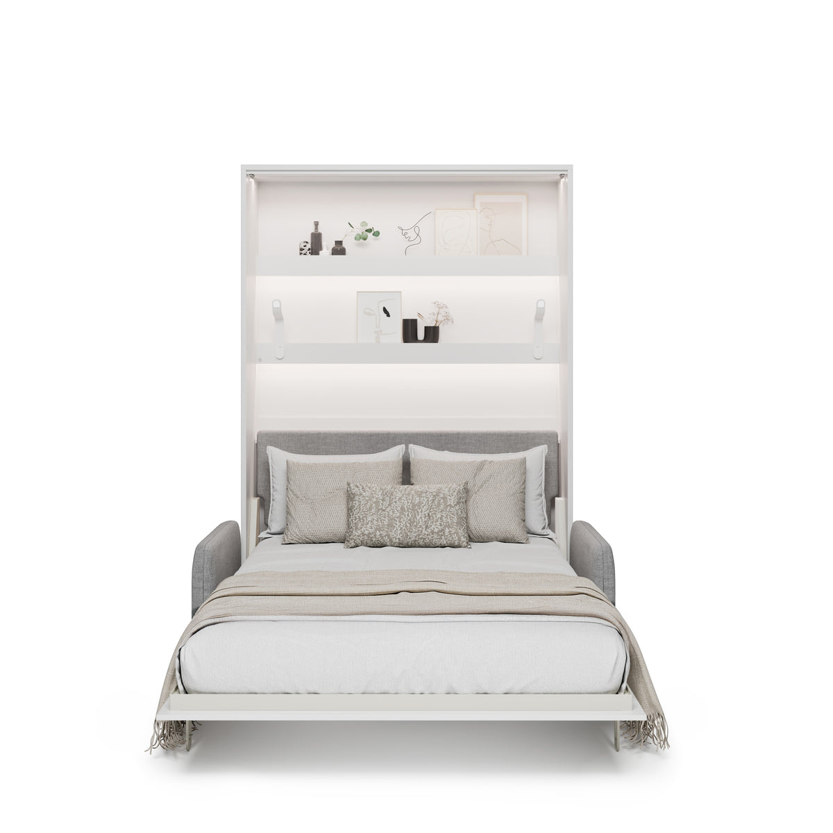 Elektrisches Schrankbett 140x200 BED CONCEPT BC-36 mit Kopfteil - Weiß Hochglanz