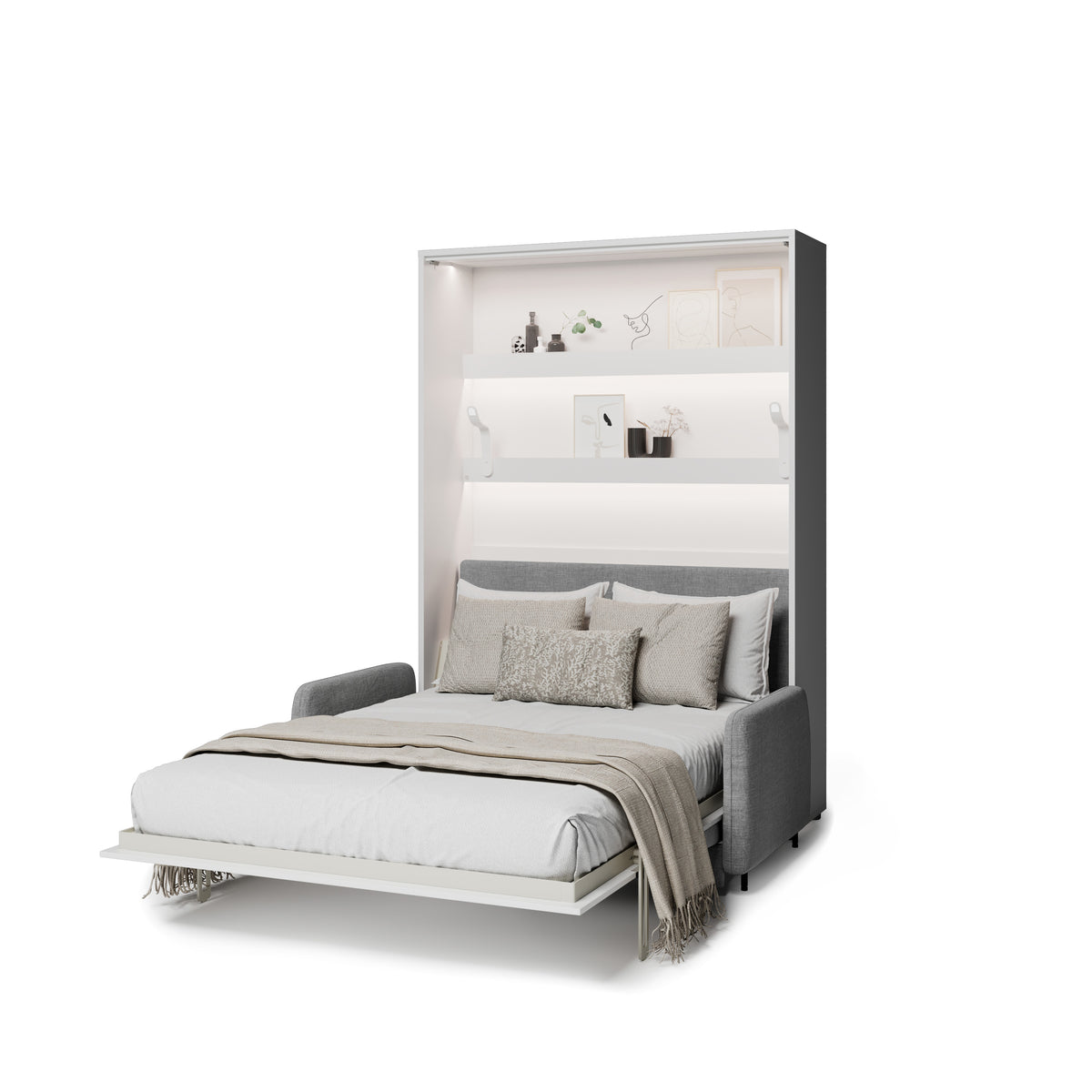 Elektrisches Schrankbett 140x200 BED CONCEPT BC-36 mit Kopfteil - Weiß Hochglanz