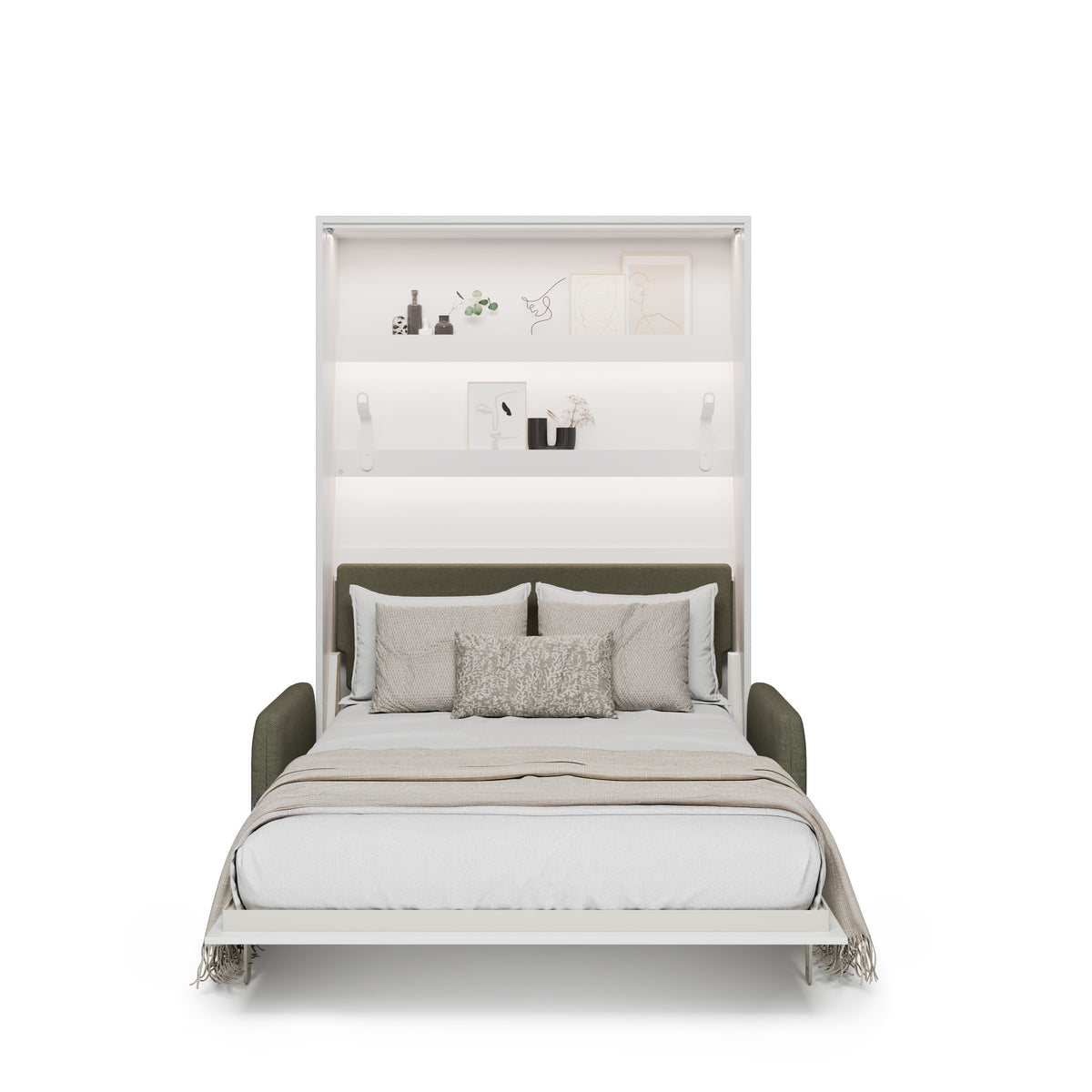 Elektrisches Schrankbett 140x200 BED CONCEPT BC-36 mit Kopfteil - Weiß Hochglanz