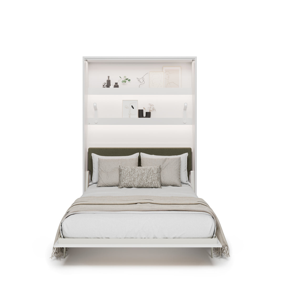 Elektrisches Schrankbett 140x200 BED CONCEPT BC-36 mit Kopfteil - Weiß Hochglanz