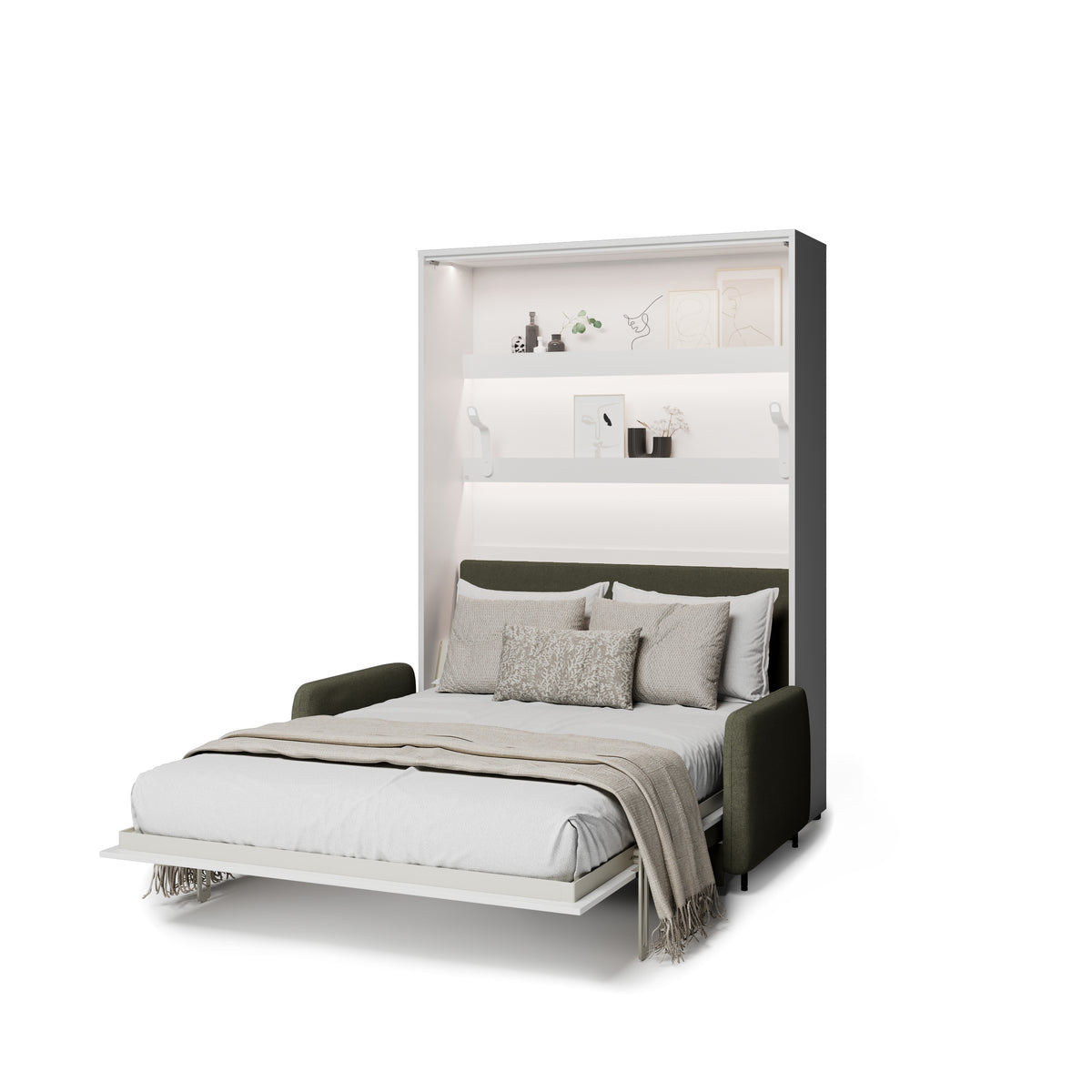 Elektrisches Schrankbett 140x200 BED CONCEPT BC-36 mit Kopfteil - Weiß Hochglanz