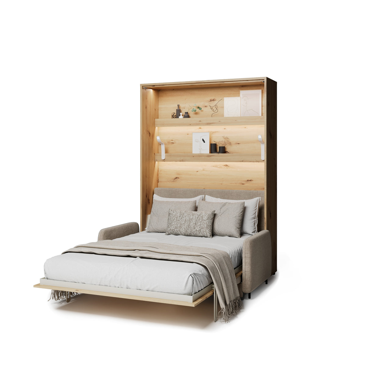 Elektrisches Schrankbett 140x200 BED CONCEPT BC-36 mit Kopfteil - Eiche Artisan