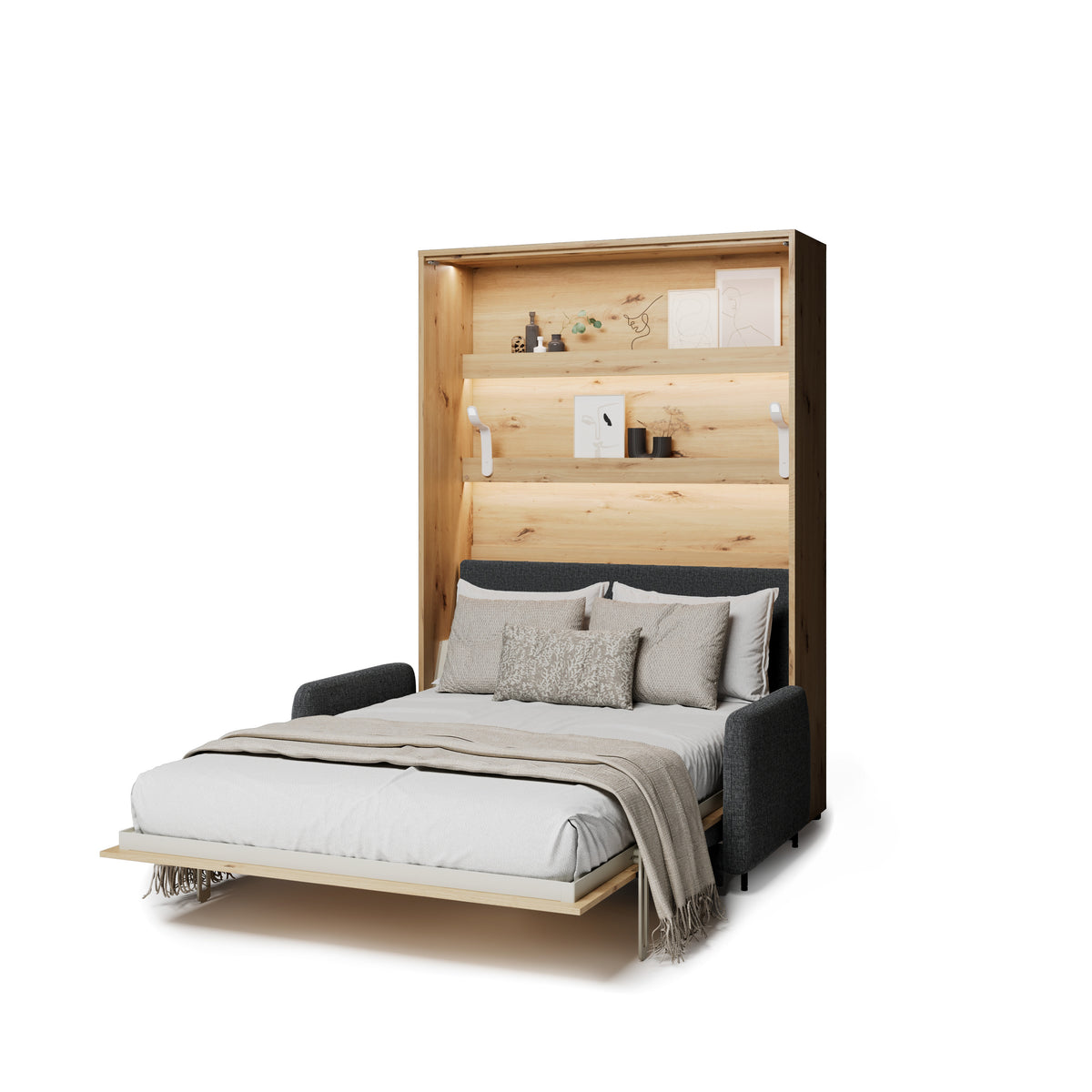 Elektrisches Schrankbett 140x200 BED CONCEPT BC-36 mit Kopfteil - Eiche Artisan