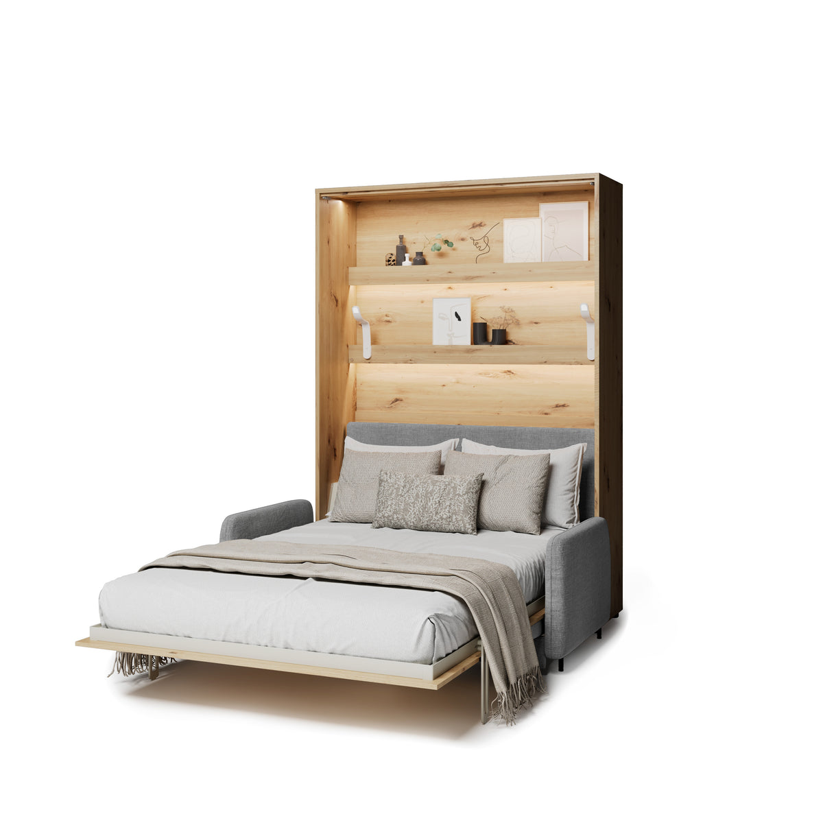 Elektrisches Schrankbett 140x200 BED CONCEPT BC-36 mit Kopfteil - Eiche Artisan