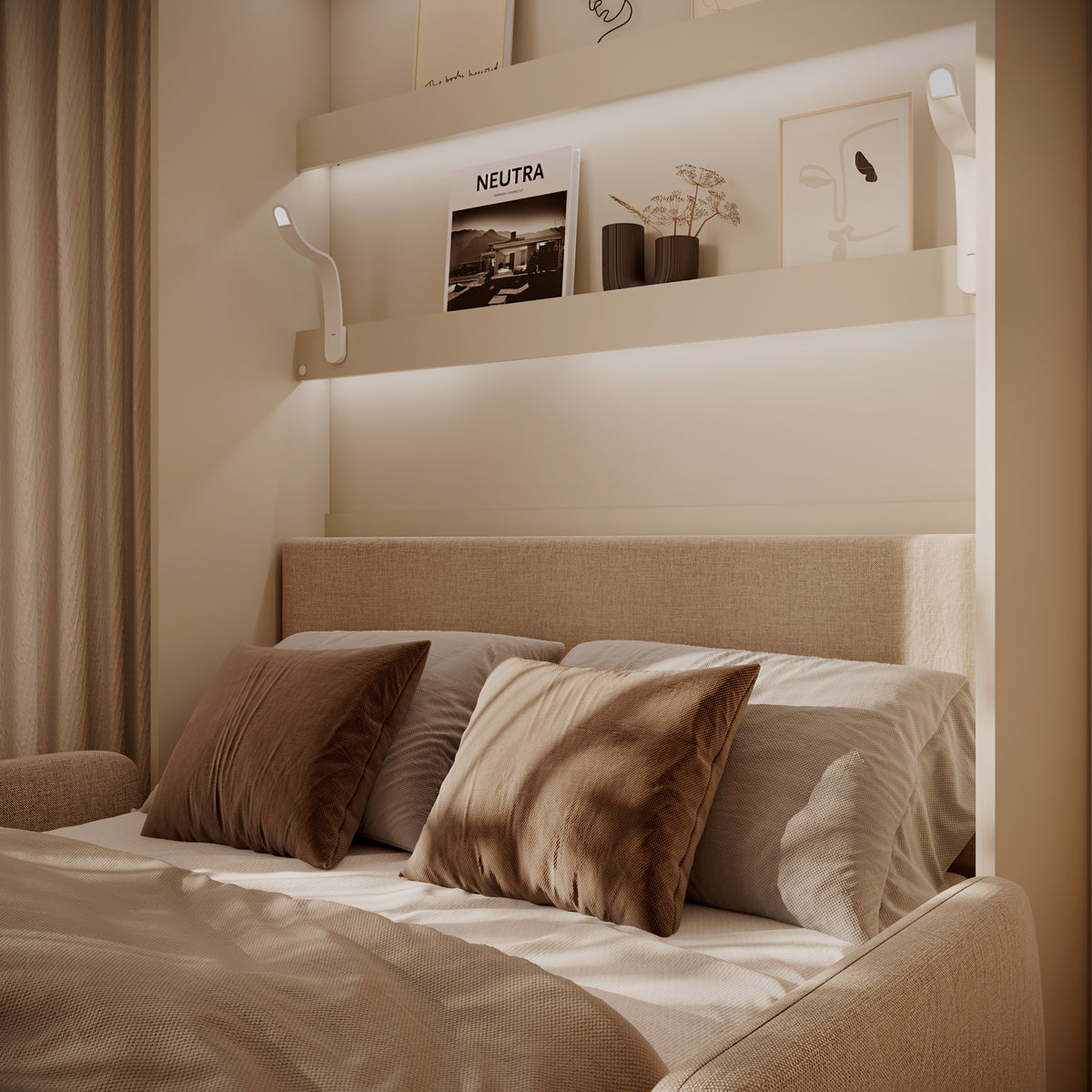 Elektrisches Schrankbett 140x200 BED CONCEPT BC-36 mit Kopfteil - Kashmir Beige