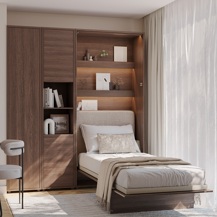 Wandklappbett 140x200 Horizontal Schrankbett Lenart BED CONCEPT Weiß BC-04