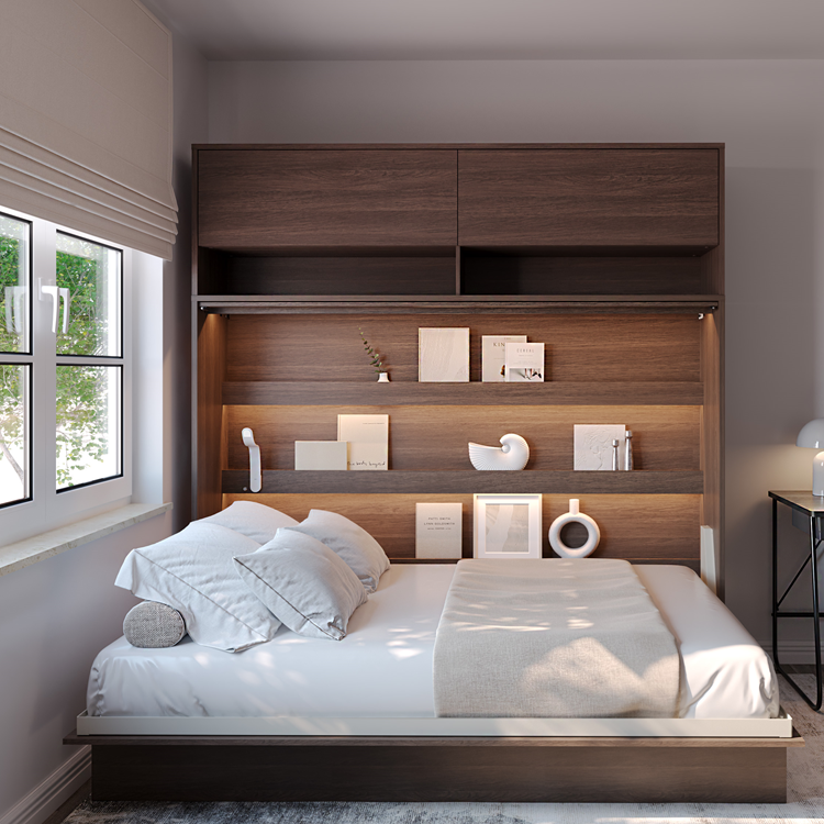 Wandklappbett 140x200 Horizontal Schrankbett Lenart BED CONCEPT - Dunin-Eiche BC-04