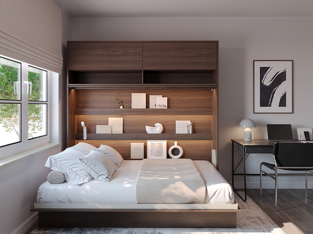 Wandklappbett 140x200 Horizontal Schrankbett Lenart BED CONCEPT - Dunin-Eiche BC-04