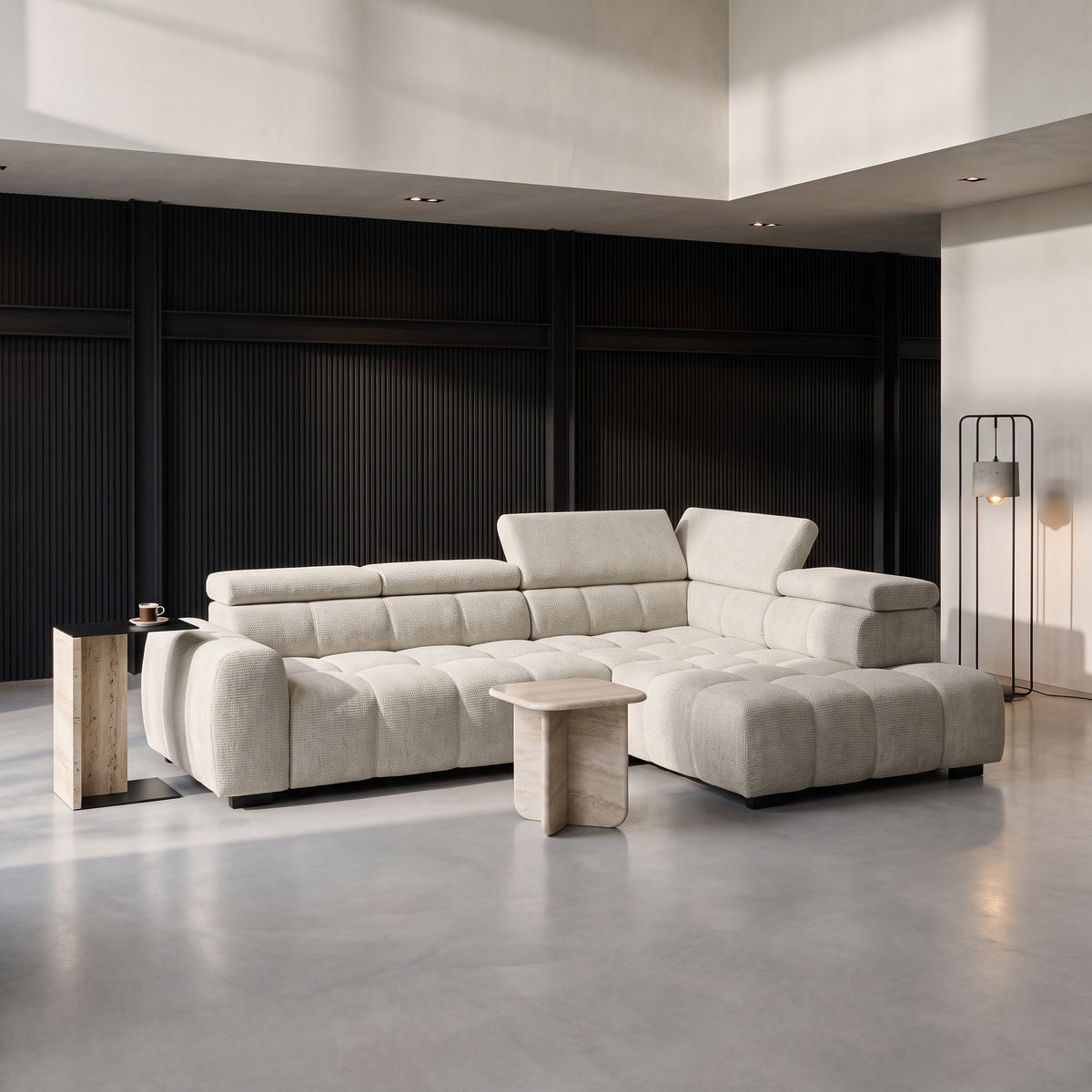 BULL L Ecksofa in Creme Beige, Artico Nata
