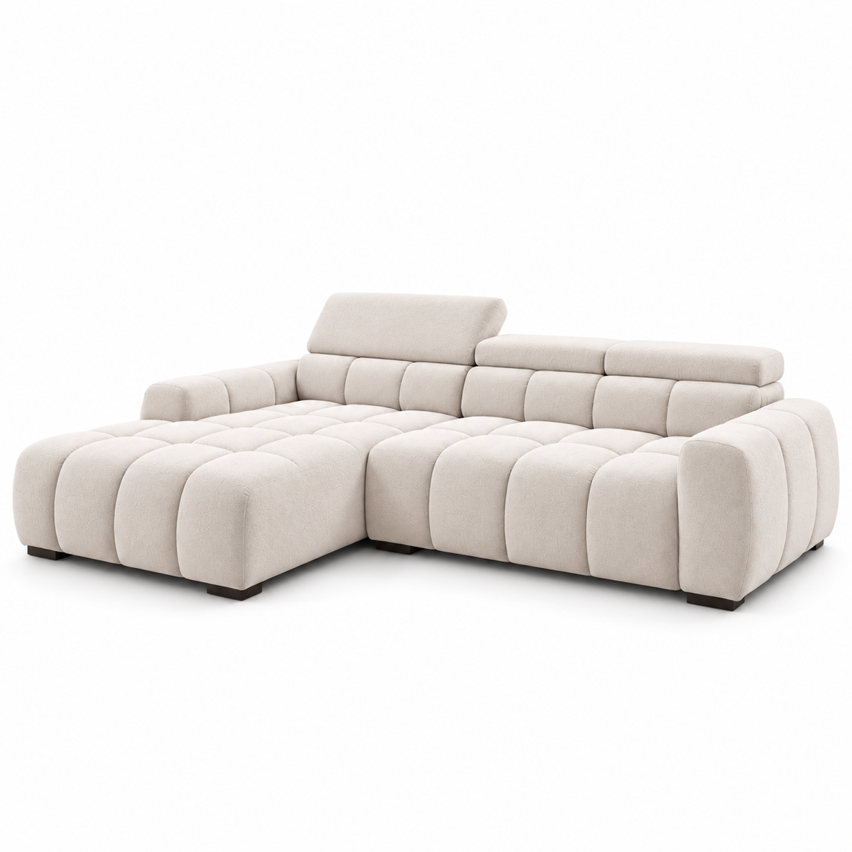 BULL S Ecksofa mit elektrischer Sitztiefenverstellung und Relaxfunktion – modernes Ecksofa 285 cm, Stoff Salvador 01 - Creme