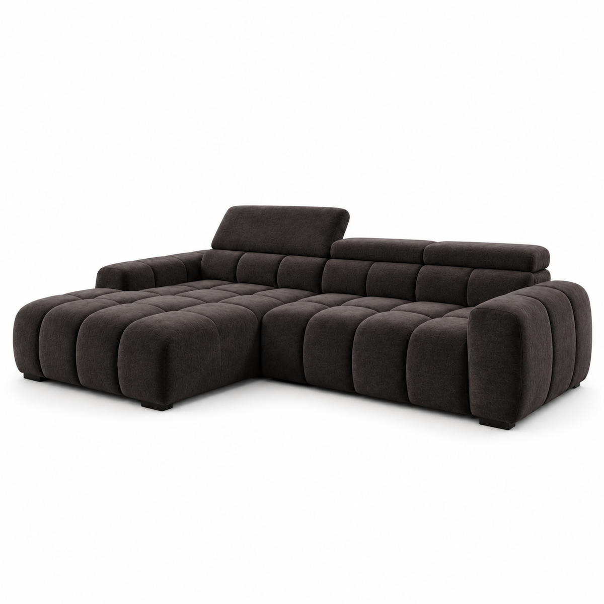 BULL S Ecksofa mit elektrischer Sitztiefenverstellung und Relaxfunktion – modernes Ecksofa 285 cm, Stoff Salvador 04 - Dunkelbraun