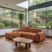 BULL S Ecksofa mit elektrischer Sitztiefenverstellung und Relaxfunktion – modernes Ecksofa 285 cm, Stoff Salvador 06 - Kupferrot