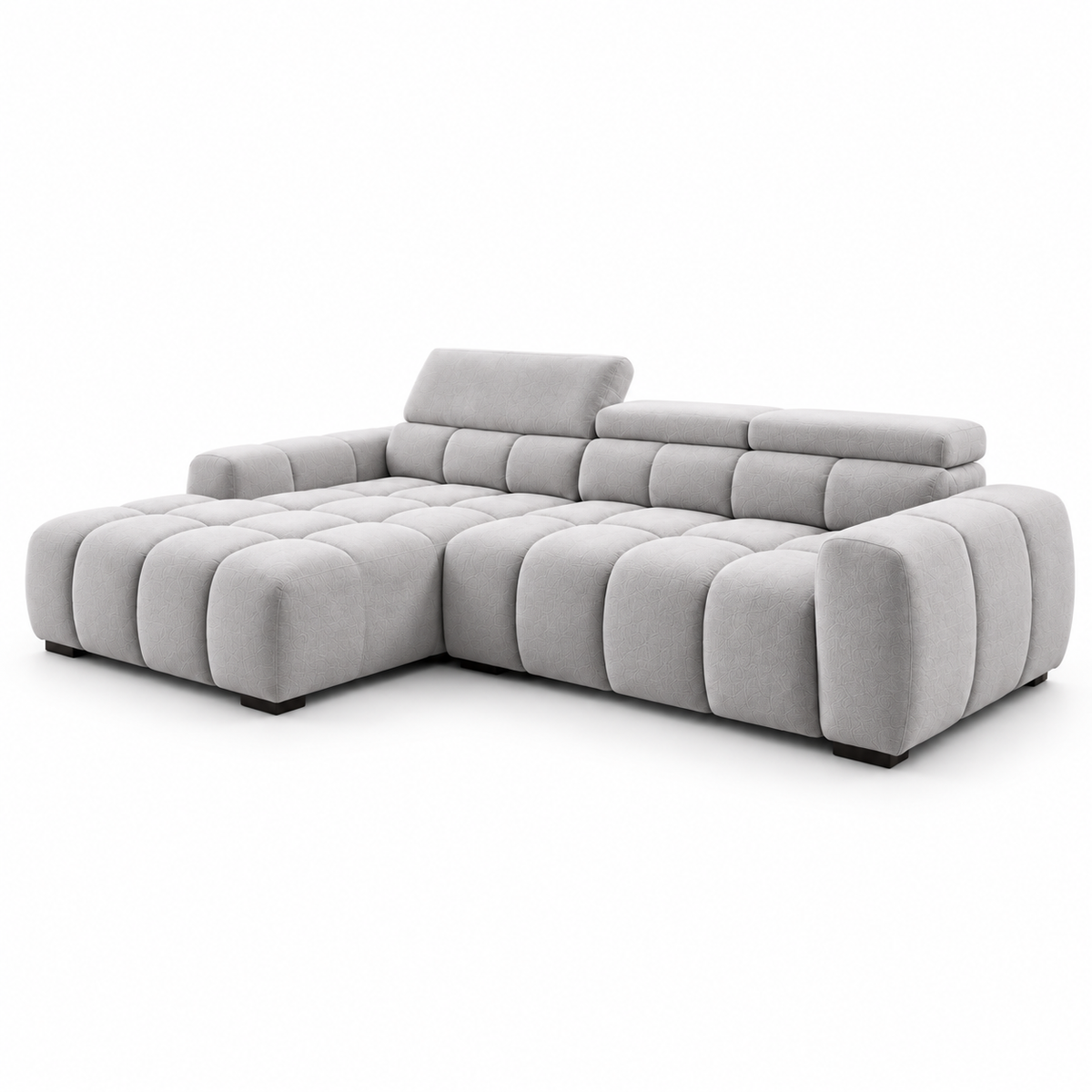 BULL S Ecksofa mit elektrischer Sitztiefenverstellung und Relaxfunktion – modernes Ecksofa 285 cm, Stoff Salvador 13 - Silber Grau
