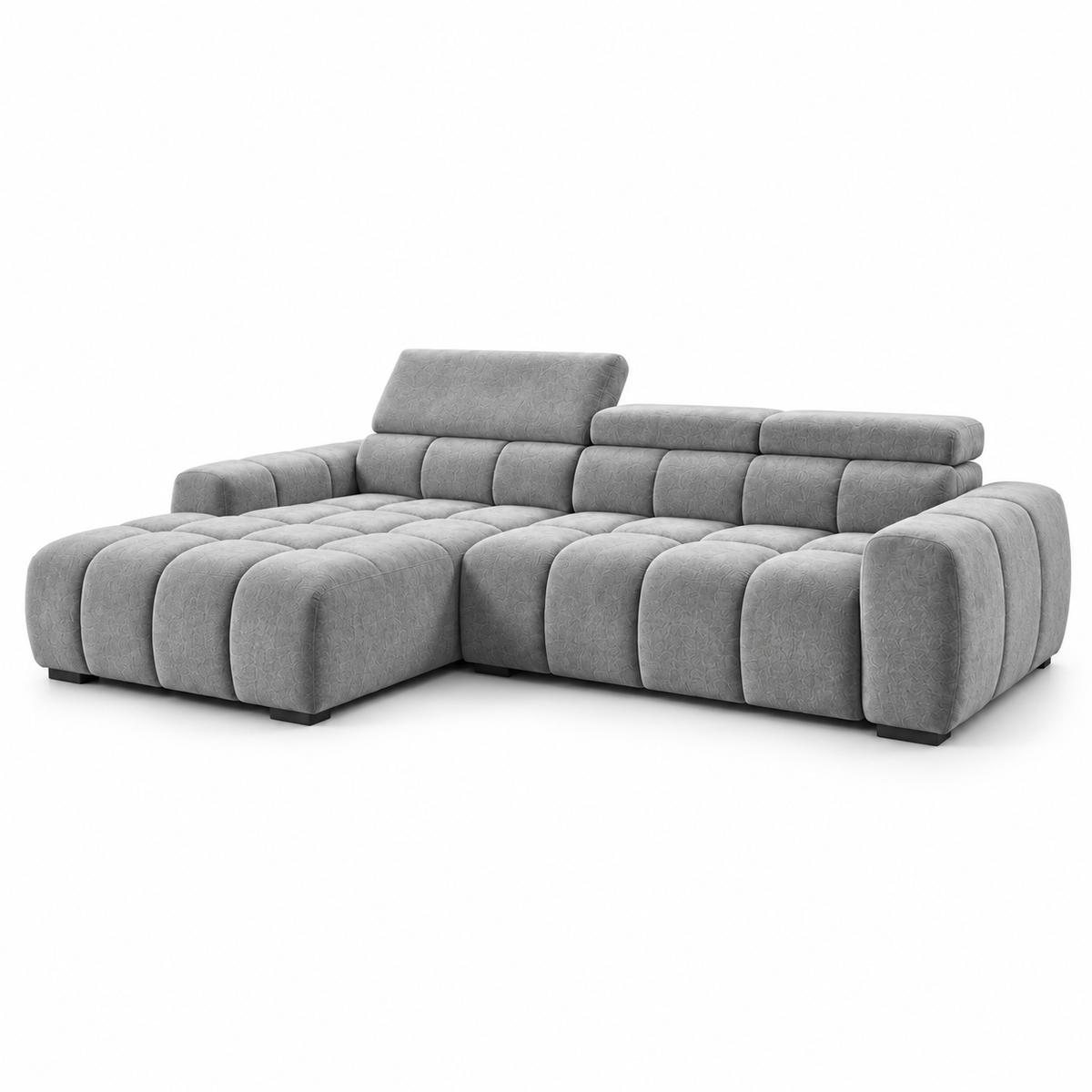BULL S Ecksofa mit elektrischer Sitztiefenverstellung und Relaxfunktion – modernes Ecksofa 285 cm, Stoff Salvador 14 - Grau