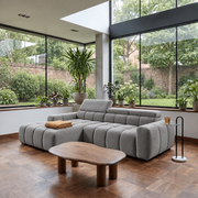 BULL S Ecksofa mit elektrischer Sitztiefenverstellung und Relaxfunktion – modernes Ecksofa 285 cm, Stoff Salvador 14 - Grau