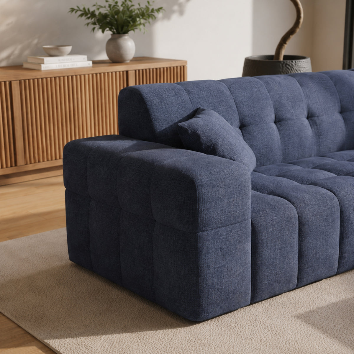 Ecksofa BALIA 250x250 cm - Symmetrisch, Edle Steppung, HR-Schaum & Luxus-Chenille, Grau (Perfect Harmony 90)