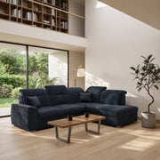 Ecksofa BONO L mit Schlaffunktion, Bettkasten und verstellbaren Kopfstützen – 255x202 cm - Dunkelblau