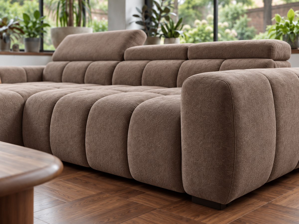 BULL S Ecksofa mit elektrischer Sitztiefenverstellung und Relaxfunktion – modernes Ecksofa 285 cm, Stoff Salvador 13 - Silber Grau